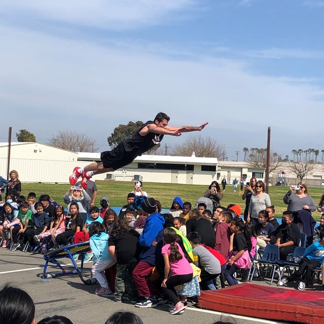 Students at the Dunk Assembly